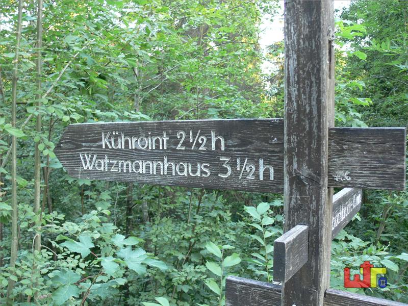Wegweiser zum Watzmann im Wimbachtal